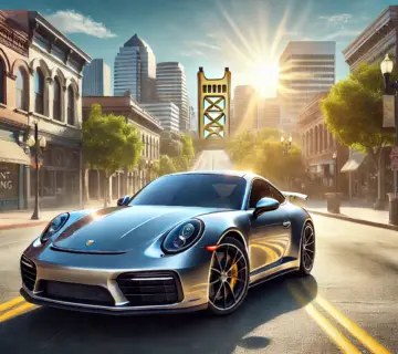 Luxury gray Porsche with professional window tinting in Sacramento, showcasing UV protection, heat reduction, and enhanced privacy.