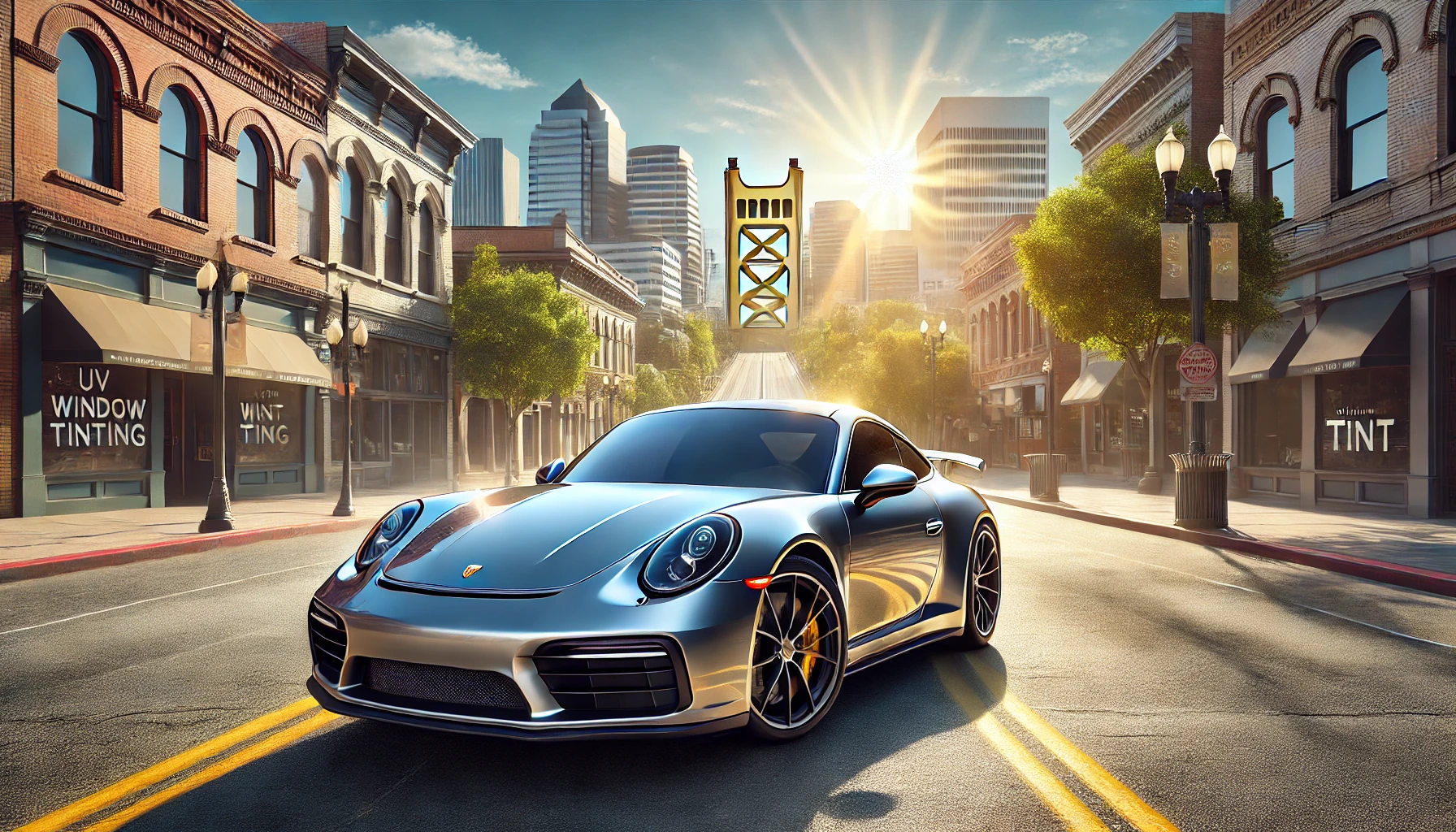 Luxury gray Porsche with professional window tinting in Sacramento, showcasing UV protection, heat reduction, and enhanced privacy.