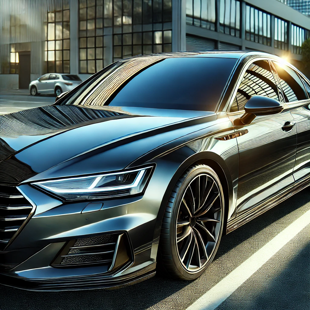 Automotive window tinting in Sacramento, featuring a sleek car with tinted windows that provide UV protection, heat reduction, and enhanced privacy.